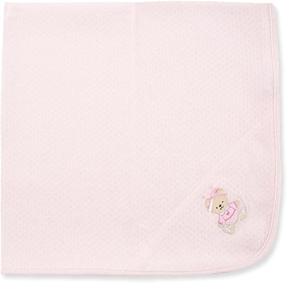 Little Me Blankets for Baby Girls' Pink Bear Swaddling Receiving Blanket