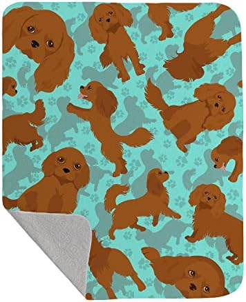 Caroline's Treasures MLM1065LQB Ruby Cavalier Spaniel Quilted Blanket 50x60 Artwork Pattern Quilted Throw Blanket for Bed, Couch, Sofa, Soft and Lightweight