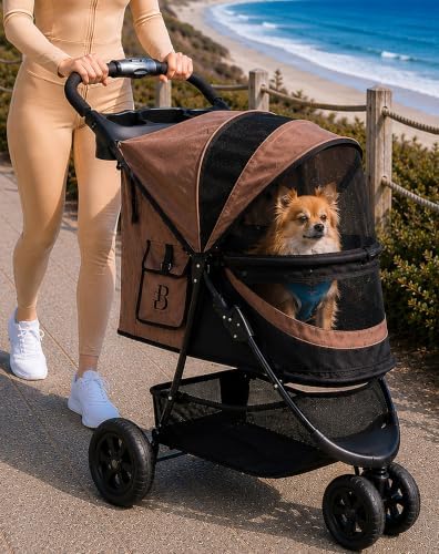 Pet Gear No-Zip Special Edition 3 Wheel Pet Stroller, Mocha