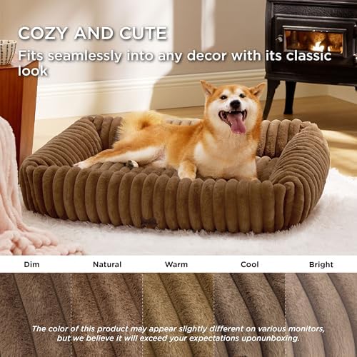 Bedsure ComfyFleece™ Dog Beds Large Sized Dog Washable，36in Camel Brown