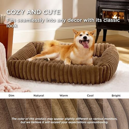 Bedsure ComfyFleece™ Dog Beds Large Sized Dog Washable，36in Camel Brown
