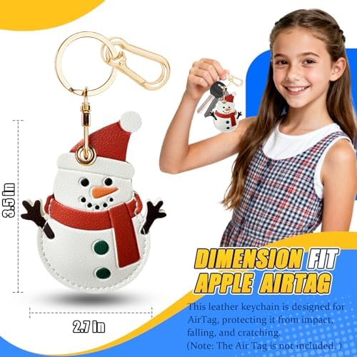 Leather Keychain Holder Case for AirTag, Cute Protective Cover for Apple Airtag KeyChain, GPS Tracker Item Finder