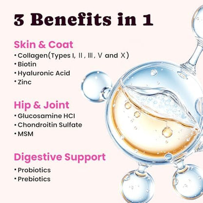 Premium Collagen for Dogs & Cats – 5 Types of Grass-Fed Collagen (I, II, III, V & X), Fast Allergy & Itch Relief Dog Colágeno with MSM, Biotin & Hyaluronic Acid – Supports Healthy Skin & Joints –120ml