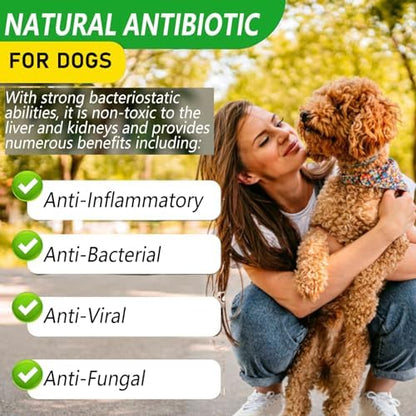 Natural Dog Antibiotics Supplement – Herbal Antibiotics Drops for Immune, Allergy & Skin Support – Itchy Skin, Ear & Hot Spot Relief – for All Breeds