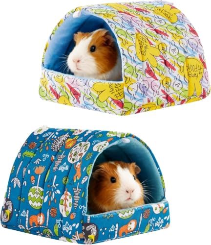 2 PCS Guinea Pig Hideout Guinea Pig House Guinea Pig Bed, Washable Hamster House Small Animal Cage Accessories for Mouse Chinchillas Hamsters Hedgehogs Ferrets Bearded Dragons and Rats