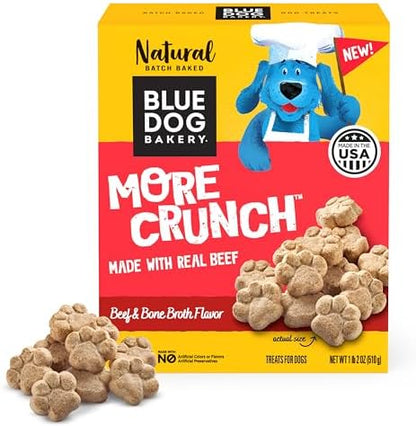 Blue Dog Bakery, More Crunch Beef Broth Biscuit, Medium Dog Treats 18oz 1pk