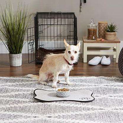Bone Dry Lattice Collection Pet Bowl & Canister, Single Dish, Small 4.25x2", Gray