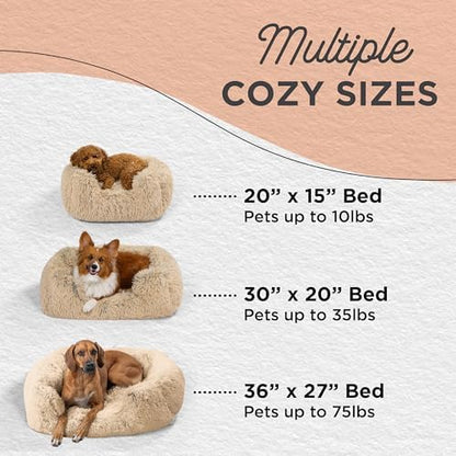 Best Friends by Sheri Shag Lounge Bed Calming Faux Fur Dog Bed, Taupe, Medium, 30" x 20"