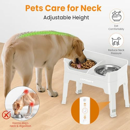 URPOWER Elevated Dog Bowls, 3-in-1 Double Deck Raised Dog Bowl Stand