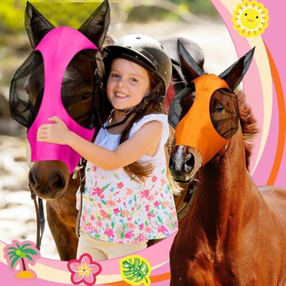Frienda 4 Pcs Horse Fly Mask with Ear, Medium, Colorful