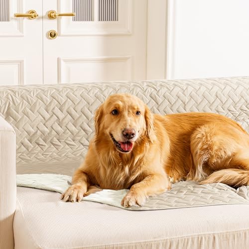 gogobunny 100% Double Sided Waterproof Dog Blanket Soft Bed Pet Cover Reversible Protect Furniture Couch Sofa Car for Puppy Cat Kids (Dark Beige/Light Beige, 30x30 Inch (Pack of 1))