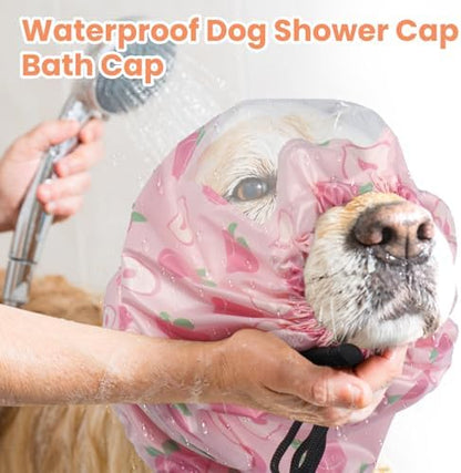 Nanaki Dog Shower Cap-Ear Protection for Bath, Adjustable Grooming Ear Cover, Waterproof Shower Caps for Dogs Hat, Reusable Pet Shower Caps for Bathing Grooming Swimming Drawstring Can be Trimmed