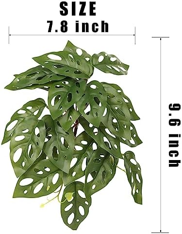 2Pack Fake Monstera Adansonii, Terrarium Plants with Suction Cups