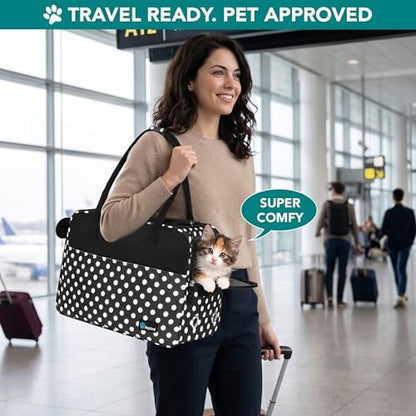 PetAmi Small Dog Purse Carrier with Pockets, Airline Approved, Polka Dot