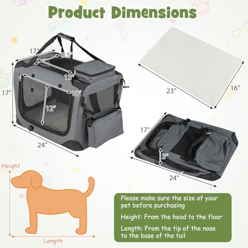 Giantex Collapsible Soft Dog Crate, 24 Inch Portable Travel Dog Kennel
