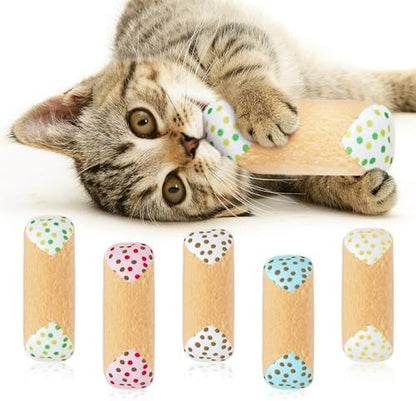 MALLMALL6 Catnip Toys for Cat - 5Pcs Cannoli Crinkle Paper Sound Catmint Toy Gift for Indoor Kitten, Teething Chew Kick Interactive Kitty Supplies, Soft Italian Dessert Pet Present for Kitten Lover