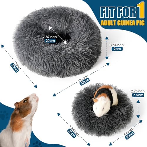 Plush Guinea Pig Bed - Plush Guinea Pig Hideout, Removable Cushioned Pillow, Super Cozy, Ideal Burrowing Bed for Small Pets, Dark Gray