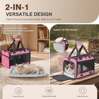 Soft Sided Cat Carrier for Anxious Pets with Privacy Roller Blinds