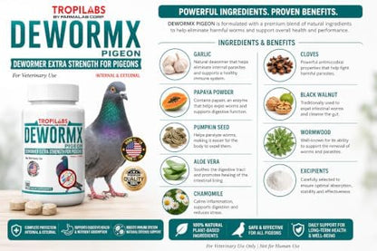 Farmalab Natural Dewormer Internal & External 100 Tabs Poultry - Vitamin for Poultry Rooster Hen Chicken Baby Chick Doves Pigeons and All Caged Birds (Pigeon Doves Squail)