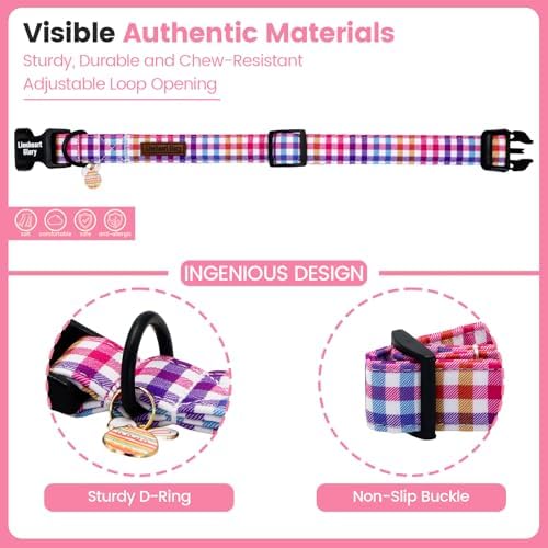 Lionheart glory Easter Day Dog Collar - Cute Dog Collars Sturdy Adjustable Buckle Colorful Plaid Collar Male Female Spring Pet Collars for Large Dogs Puppy