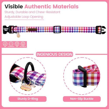 Lionheart glory Easter Day Dog Collar - Cute Dog Collars Sturdy Adjustable Buckle Colorful Plaid Collar Male Female Spring Pet Collars for X-Small Dogs Puppy