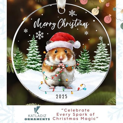 KATLADIZ Hamster Ornaments - Hamster Ornaments for Christmas Tree - Hamsters Gifts for Women, Lovers, Girls - Gifts for Cute Animals Lovers - Acrylic Christmas Ornament 2025