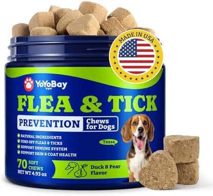 Flea & Tick Prevention for Dogs Chewables,Dog Immune Support Supplement