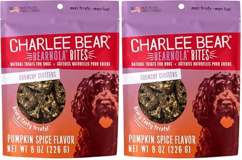 Charlee Bear Bearnola Bites Dog Treats, Pumpkin Spice Flavor, 8oz (Pack of 2)