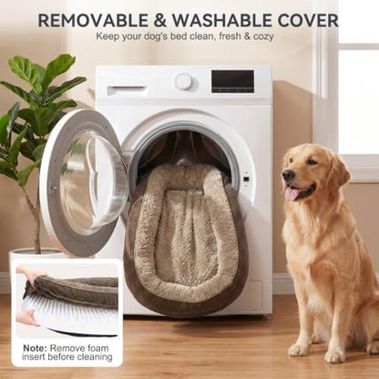 JOEJOY Orthopedic Dog Beds Large Sized Dog, XL Egg-Crate Memory Foam Pet Couch Bed with Bolster Sides, Waterproof Lining, Removable Washable Cover & Non-Slip Bottom, Brown