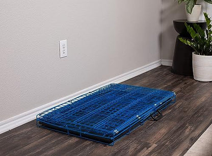Internet's Best Wire Dog Kennel | Medium (36 Inches) | Double Door Metal Steel Crates | Indoor Outdoor Pet Home | Folding and Collapsible Cage | Blue