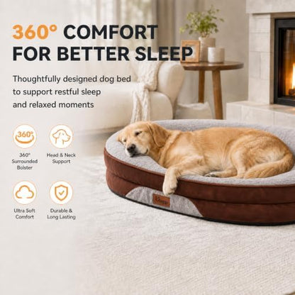 Orthopedic Dog Beds Large Sized Dog, Washable Dog Bed, 42" L, Brown