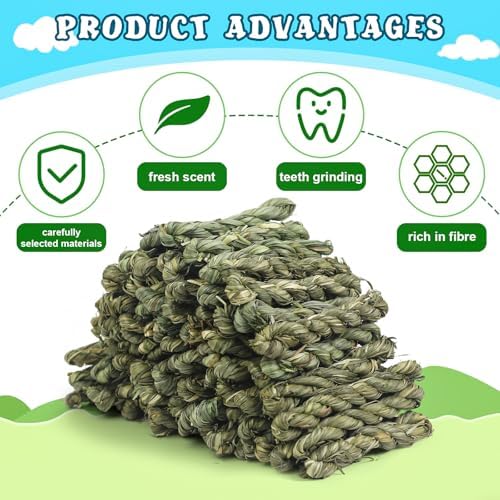 80pcs Rabbit Timothy Hay Toy for Bunny Small Animal Treats Natural Grass Stick Chew Toys Snacks Molar Teeth Grinding for Guinea Pigs Chinchillas Hamsters