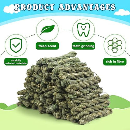 80pcs Rabbit Timothy Hay Toy for Bunny Small Animal Treats Natural Grass Stick Chew Toys Snacks Molar Teeth Grinding for Guinea Pigs Chinchillas Hamsters
