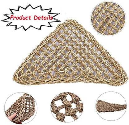 Tfwadmx 3 Pack Bearded Dragon Hammock Lizards Lounger Reptile Climbing Accessories, Natural Seagrass Fibers Hammock for Reptiles Geckos Anoles Iguanas Hermit Crabs Triangular