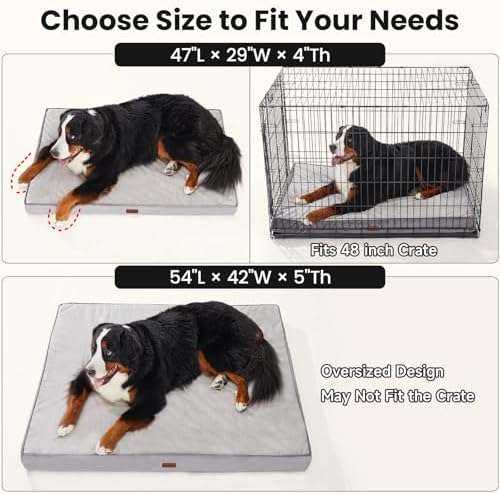 OhGeni Orthopedic Waterproof Large Dog Bed, Memory Foam, 47 inch(Brown)