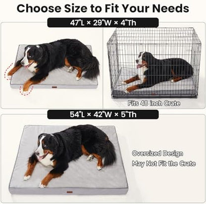 OhGeni Orthopedic Waterproof Large Dog Bed, Memory Foam, 47 inch(Brown)