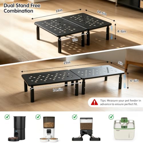 2 Pack Elevated Cat Food Stand, Cat Feeder Stand for Pets, Black