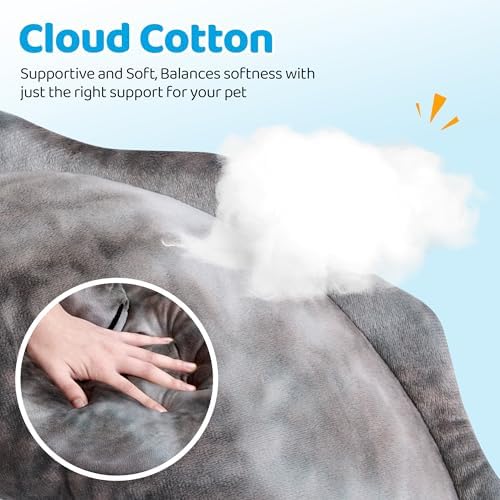 BurgeonNest Small Dog Calming Pillow for Dogs and Cats, Grey L