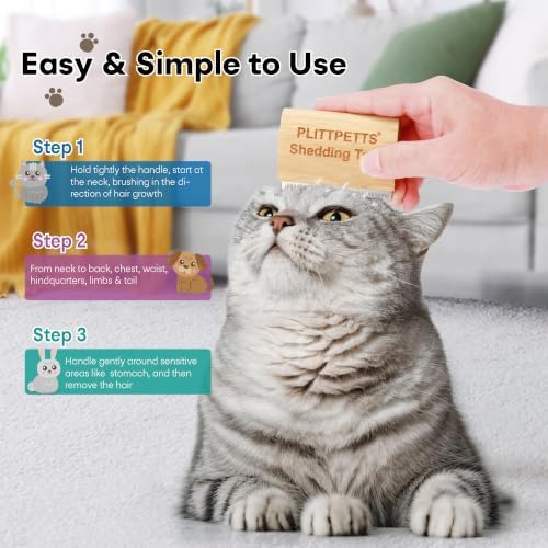 Cat Brush for Shedding, Deshedding Grooming Tool for Samll pets