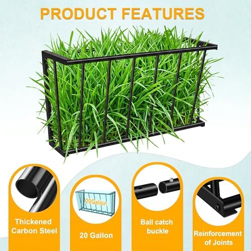 30'' Metal Wall Mount Hay Feeder, 20 Gallon Livestock Feeder