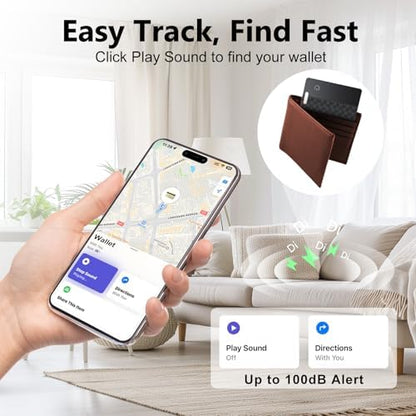 Ultra-Thin Wallet Tracker Card(iOS Only), Bluetooth Tracker Smart Card for Apple Find My iPhone Wallet GPS Tracker, Supports Wireless Charging, 10 Years Battery for Luggage, Wallets, Backpacks, Keys