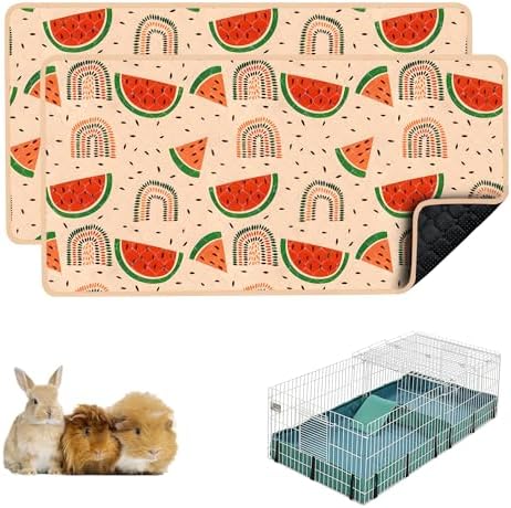 Guinea Pig Cage Liner, 49"x24" Bedding for Midwest Cage 2 Pack, Watermelon