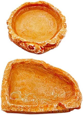 Reptile Water Dish Food Bowl Bearded Dragon Bowls, 2 Pack Reptile Food Bowl for Hermit Crab Bearded Dragon Lizard Gecko Frog Tortoise