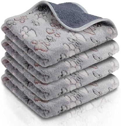 Reginary 4 Pcs Guinea Pig Fleece Cage Liners, Adorable Paw, 12 x 12 Inch