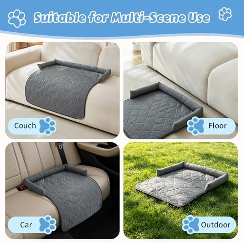 Cooling Dog Bed Mats with Neck & Head Support, 35.43 x31.5 inch Grey