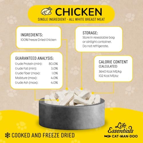Life Essentials by Cat-Man-Doo | Freeze Dried Chicken Treats | 5oz Bag