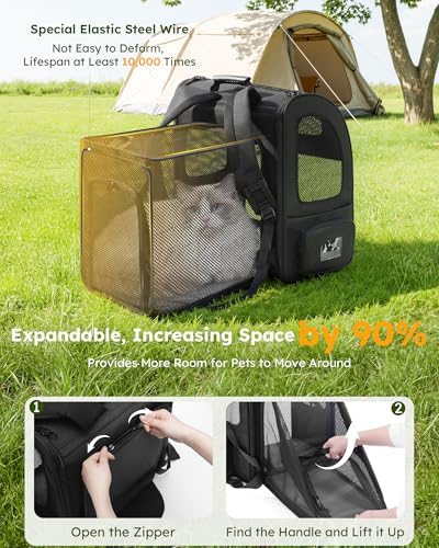 pecute Cat Backpack Expandable, Cat Carrier Backpack Acrylic Window, XL