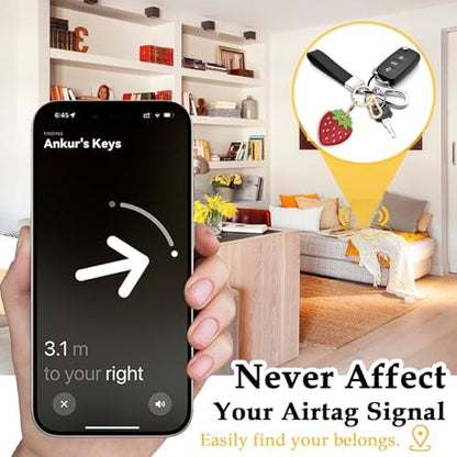 Leather Keychain Holder Case for AirTag, Cute Protective Cover for Apple Airtag KeyChain, GPS Tracker Item Finder