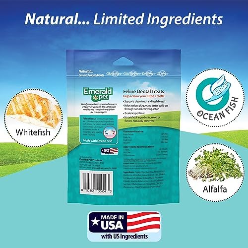 Emerald Pet Grain Free Cat Dental Treats, Ocean Fish, 3 oz