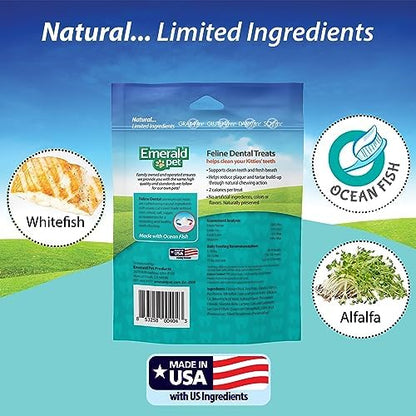 Emerald Pet Grain Free Cat Dental Treats, Ocean Fish, 3 oz